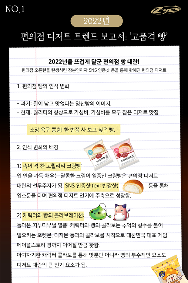 편의점 디저트 트렌드 보고서: '고품격 빵'
