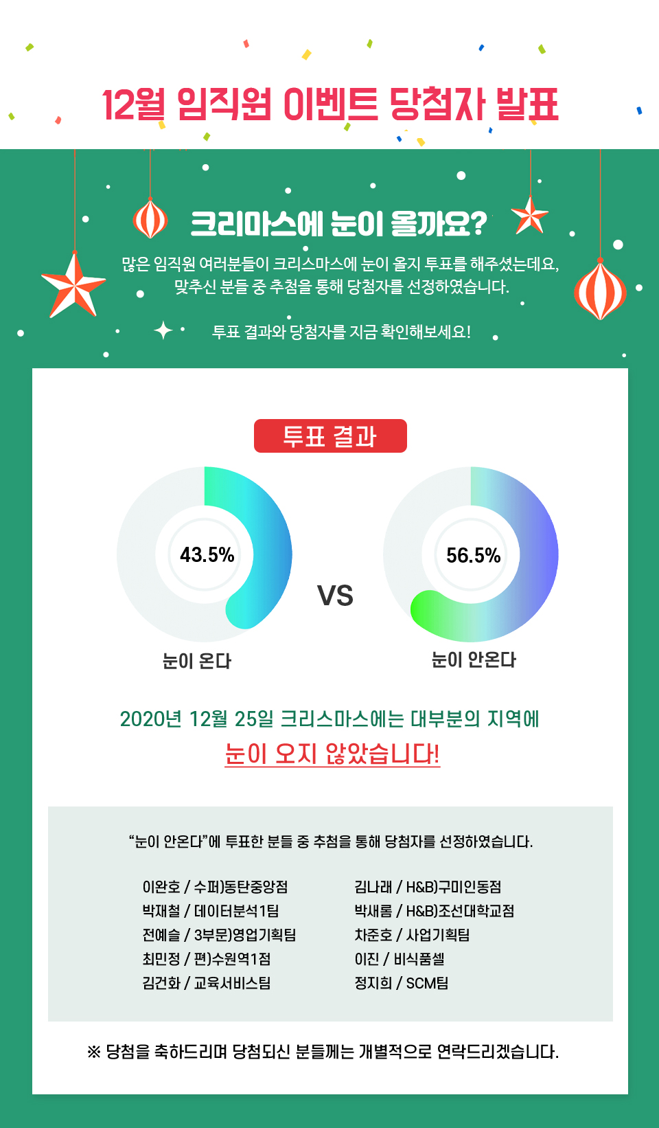 12월 임직원 이벤트 당첨자 발표 - 하단 상세설명